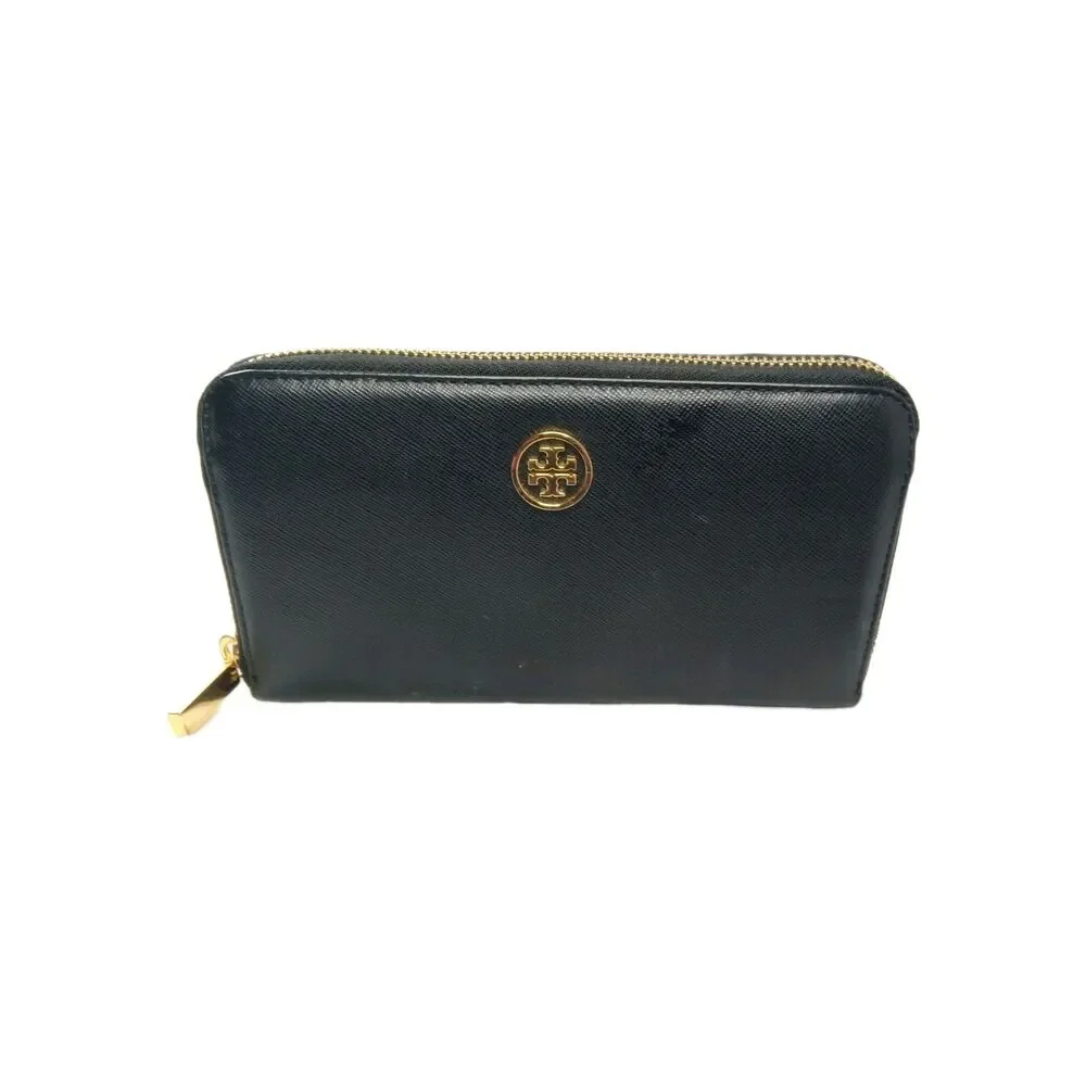 Tory Burch Zip Continental Wallet  Black Leather